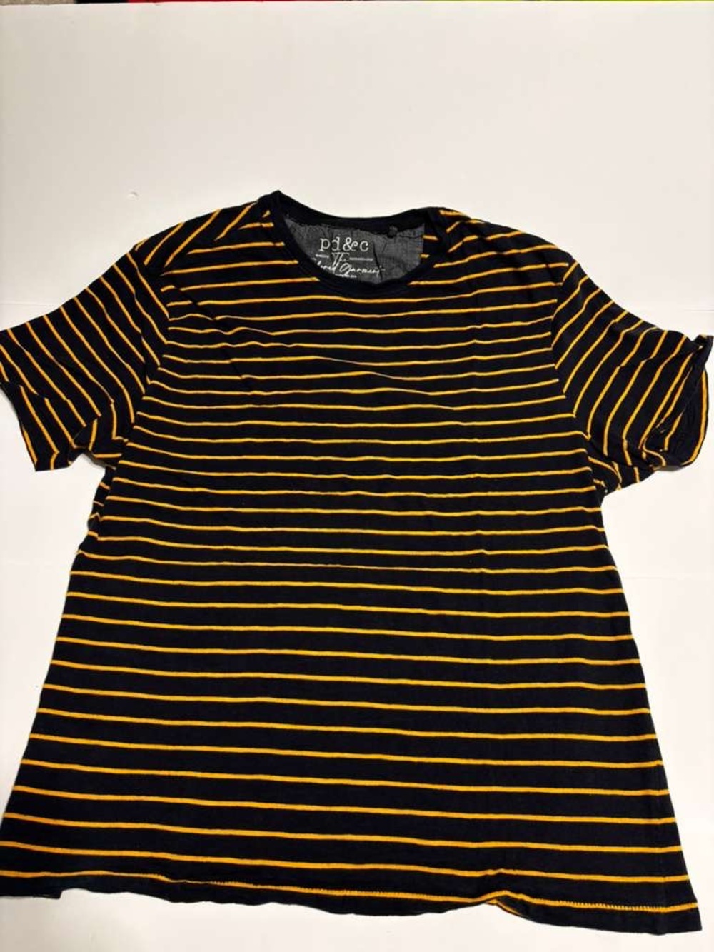 PD&C Black and Yellow Striped Short Sleeve Crew Tee